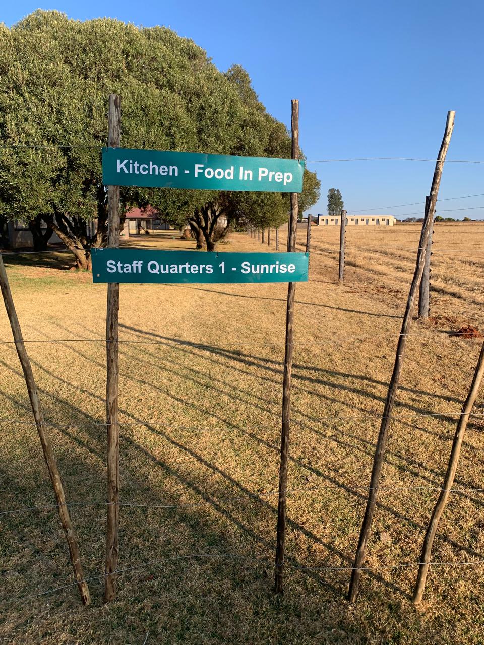 Kitchen and staff quarters signs